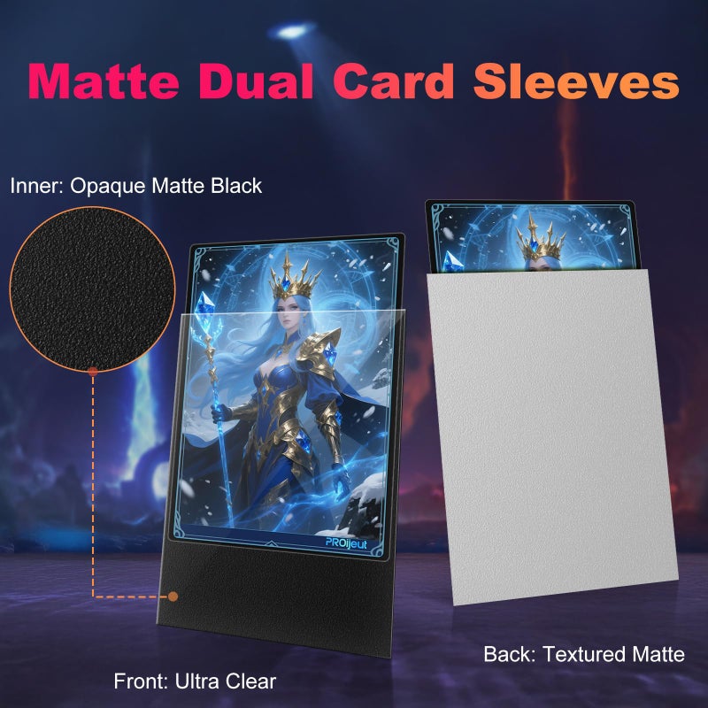 Proijeut 200 Pack Card Sleeves, Matte Dual Trading Card Sleeves with Opaque Back & Smooth Shuffle, Tear Resistant Card Protectors for MTG, TCG and Game Cards (Justice Silver) - Image 2