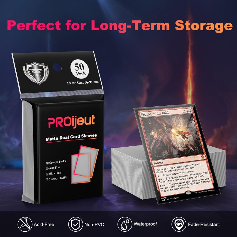 Proijeut 200 Pack Card Sleeves, Matte Dual Trading Card Sleeves with Opaque Back & Smooth Shuffle, Tear Resistant Card Protectors for MTG, TCG and Game Cards (Justice Silver) - Image 4