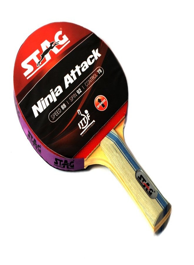 Stag Ninja Attack Table Tennis Racquet with Authorised Rubber - Image 3