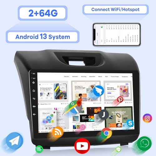 EKAT [2G+64G] راديو سيارة لإيسوزو DMAX وشيفروليه تريل بليزر هولدن S10 كولورادو 2015-2018، شاشة تعمل باللمس أندرويد 13، كار بلاي/أندرويد أوتو/صوت EQ/SWC + كاميرا خلفية AHD - Image 3