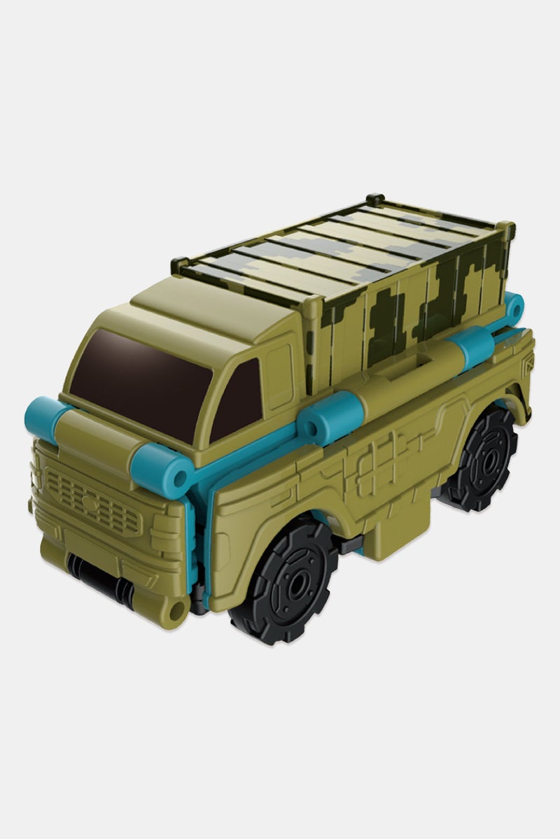 TRANSRACERS 2-In-1 Flip Cars Troop Carrier and Supply Truck, Olive - Image 2