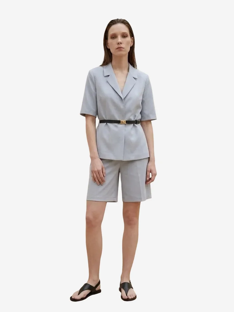 MY FASHION MY FASHION Belted tailored jacket with shawl collar