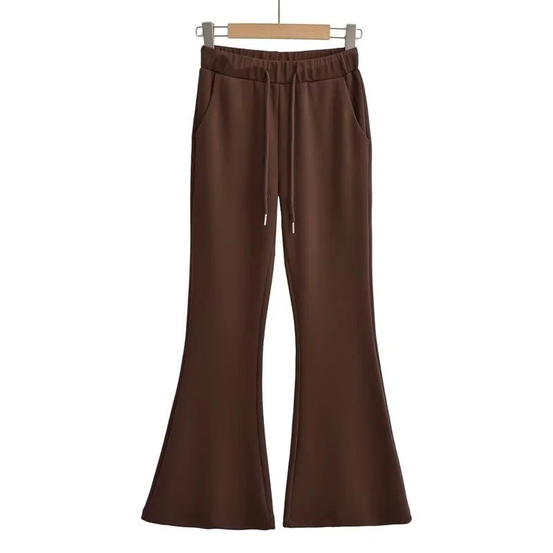 Fashionable Casual Sports suit Zipper Cardigan Spring and Autumn Short Slim-fit Strap Hooded Jacket Brown trousers - Image 1