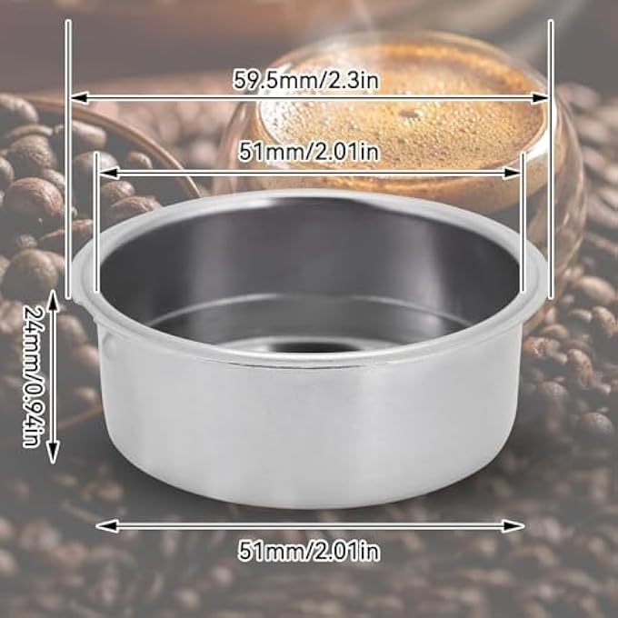 GNAFOTU 51 Mm Coffee Portafilter Basket Stainless Steel Double Layer Pressurized Coffee Filter Reusable Coffee Filter Double Cup - Image 3