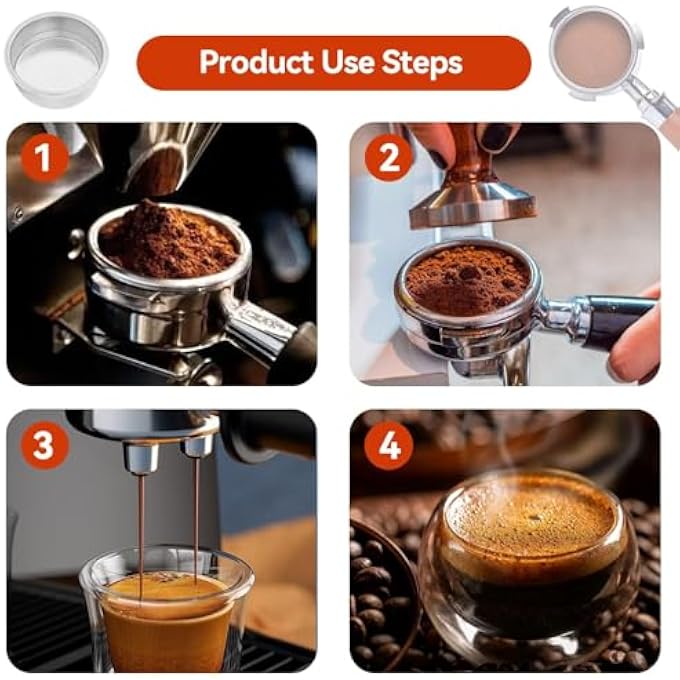 GNAFOTU 51 Mm Coffee Portafilter Basket Stainless Steel Double Layer Pressurized Coffee Filter Reusable Coffee Filter Double Cup - Image 5