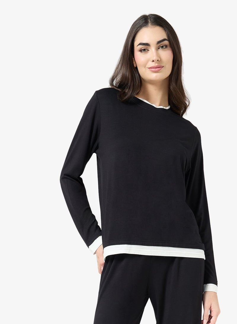 Ginger Basics Soft Viscose Contrast Trim Overize Top & Pant Coord set - Image 4