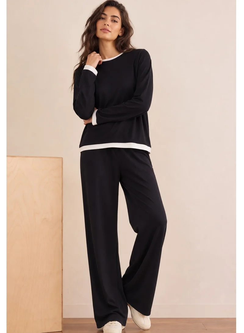 Ginger Basics Soft Viscose Contrast Trim Overize Top & Pant Coord set