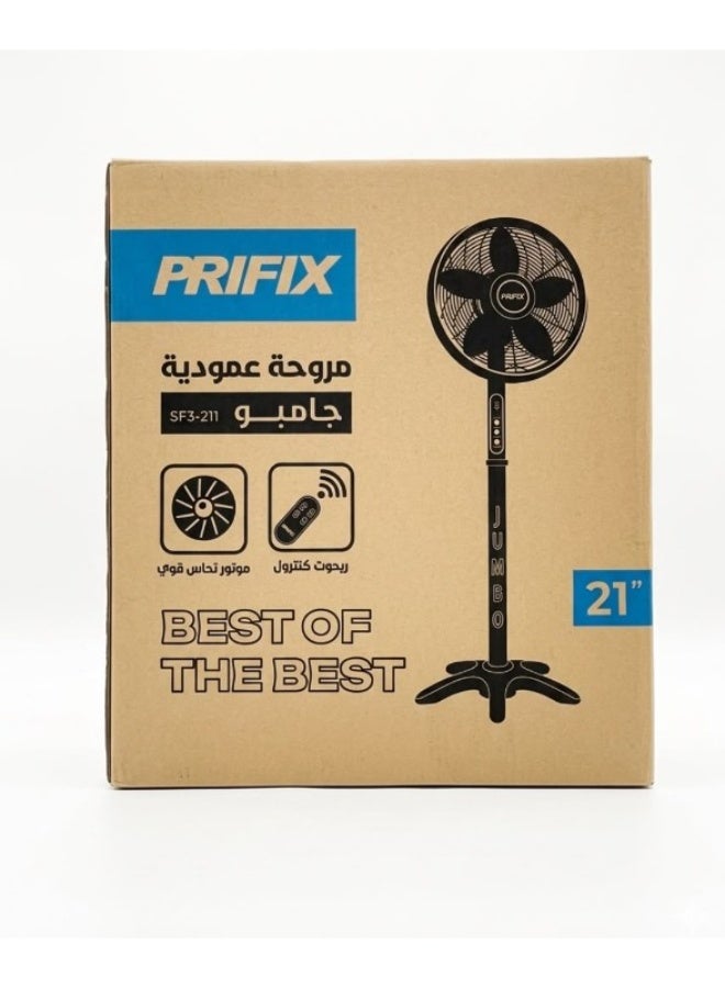 Prifix Jumbo Stand Fan 21 Inch With Remote Control SFJ-211  - 5 Blade - Image 5