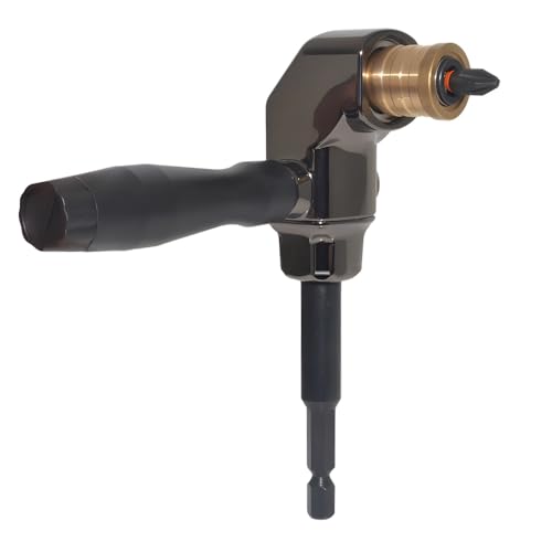 Saipe Right Angle Drill Attachment, All Metal Body 90 Degree Drill Adapter with Detachable ABS Handle, Drill Bit Corner Adapter, for Impact Driver, Work in Tight Spaces - Image 1