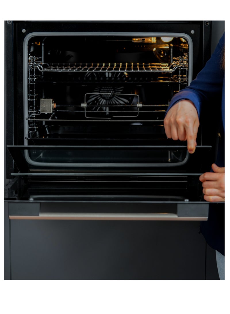 General Goldin 73 Lt,60x60cm, 10 Cooking Programs Built In Oven,  Grill + Air Fryer, Up & Down Heating, Cooling Fan, Digital Control, Tray + Stand Included - Image 4