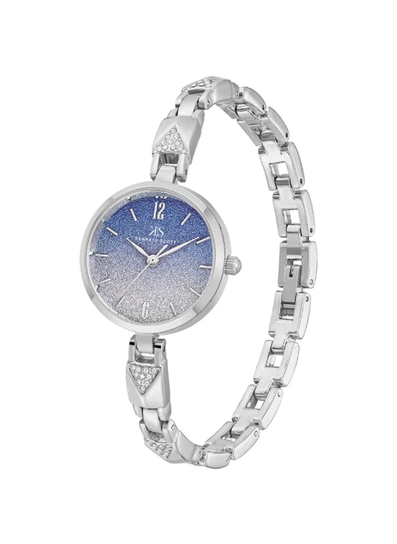 كينيث سكوت Kenneth Scott K23507-SBSL Women's Analog Display Watch & Stainless Steel Strap Silver