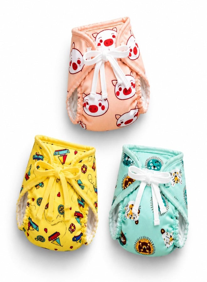 Snugkins Dry feel Langot for Newborn 6-12 Months | Adjustable, Washable & Reusable Cotton Nappy | Padded, Mess-Free & Comfortable | For Baby Boys & Girls Pack of 3 - Image 1