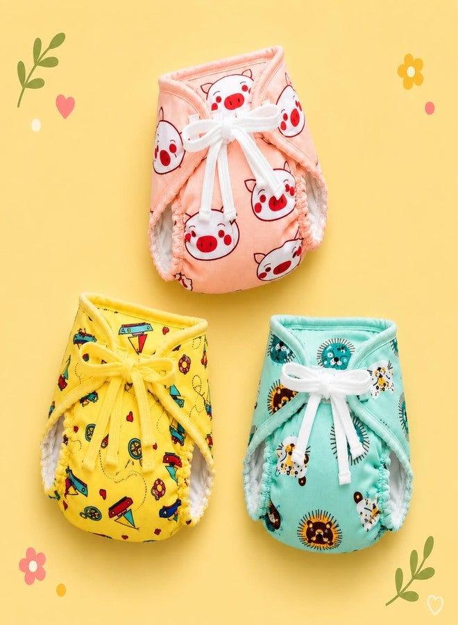 Snugkins Dry feel Langot for Newborn 6-12 Months | Adjustable, Washable & Reusable Cotton Nappy | Padded, Mess-Free & Comfortable | For Baby Boys & Girls Pack of 3 - Image 2