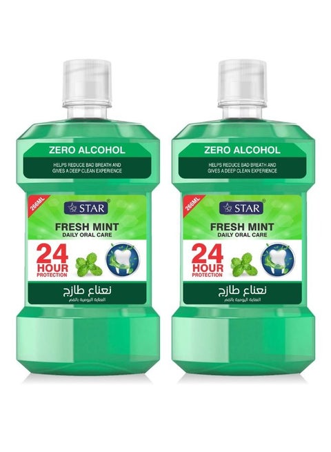 Fresh Mouthwash – Fresh Mint Flavour for Long-Lasting Fresh Breath & Oral Hygiene | Fights Bad Breath, Plaque & Bacteria | Gentle & Alcohol-Free | Daily Use for Sensitive Mouths | (266ml x 2 Pack)