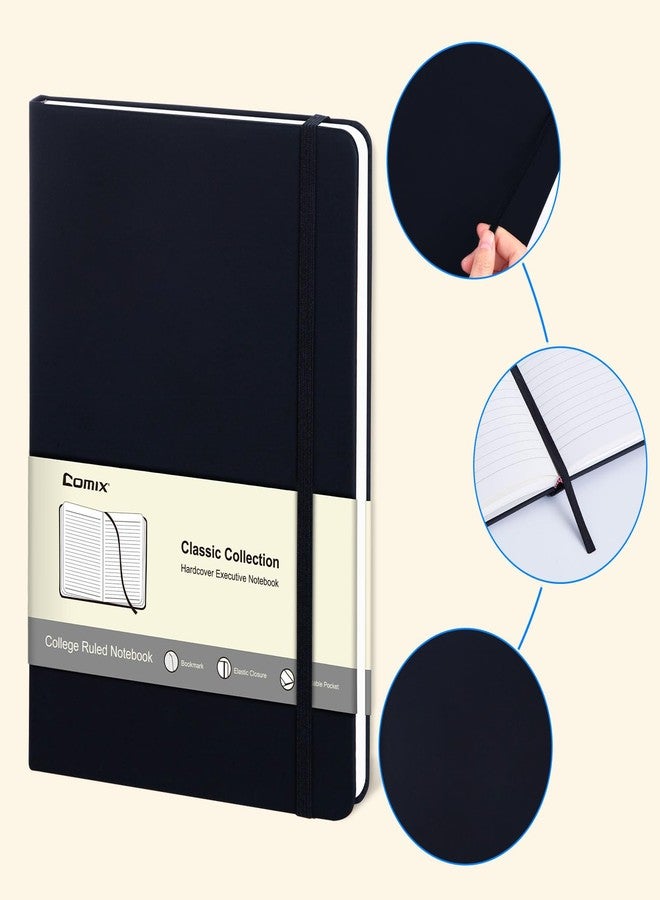 COMIX 6 Pack Comix Lined Notebooks, A5 Hardcover Journals Notebook for Writing w/ 240 Pages, 8.1 x 5.4 inch, Classic Ruled Notebooks for Work, Travel, College, Black - Image 3