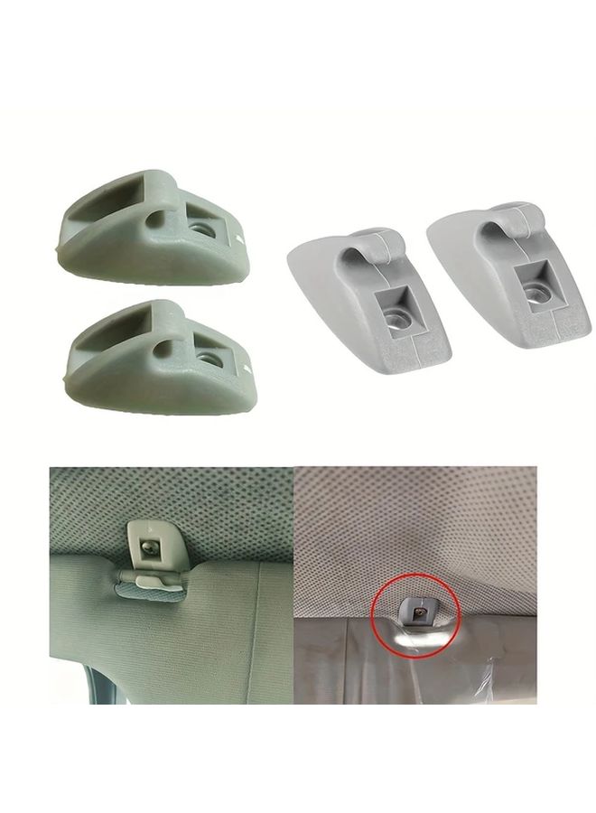 2PCS Gray Sunvisor Hook Clip Bracket Tool Free Installation Ergonomic Design - Image 1