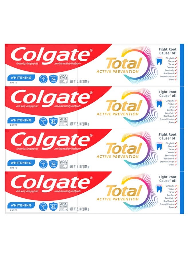 كولجيت معجون أسنان كولجيت لتبييض الأسنان الكامل بالفلورايد، 10 فوائد، بما في ذلك تخفيف حساسية الأسنان وإزالة البقع، بنكهة النعناع، 5.1 أونصة (عبوة من 4 قطع) - Image 1
