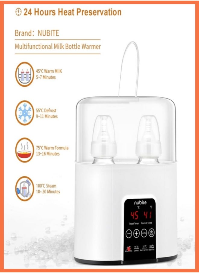 nubite Baby Bottle Warmer Milk Formula Baby Food Heater And Steam Sterilizer With Cleaning Brush  - Image 3