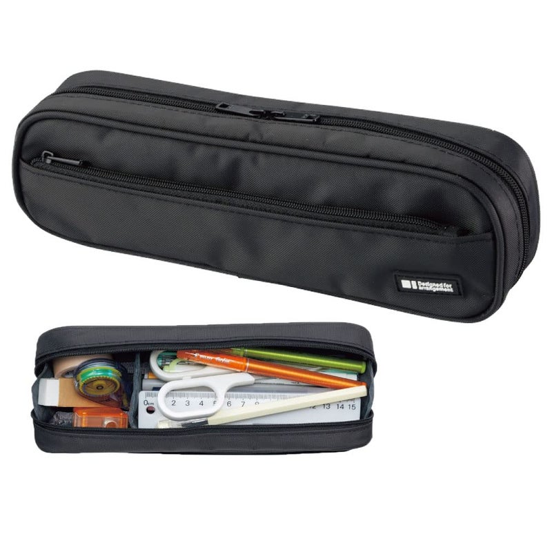 LIHITLAB LIHIT LAB Large Capacity Zipper Long Pencil Case For School Office College, Big Capacity Pencil Bag Holder Adults Teen Boys Girls, Travel Cosmetics Storage, Jet Black (A7552-124) - Image 1
