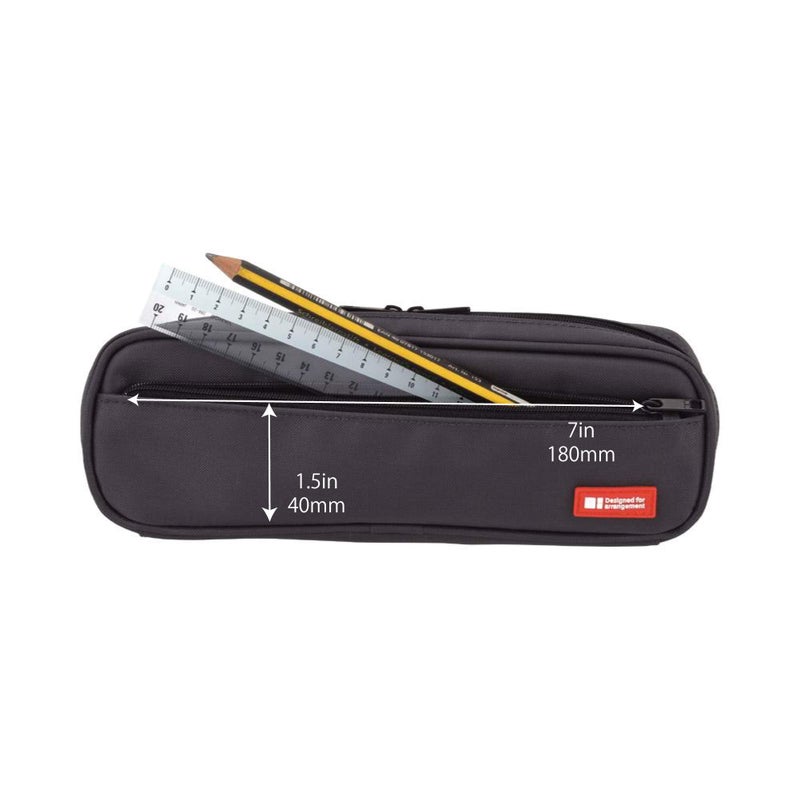 LIHITLAB LIHIT LAB Large Capacity Zipper Long Pencil Case For School Office College, Big Capacity Pencil Bag Holder Adults Teen Boys Girls, Travel Cosmetics Storage, Jet Black (A7552-124) - Image 4