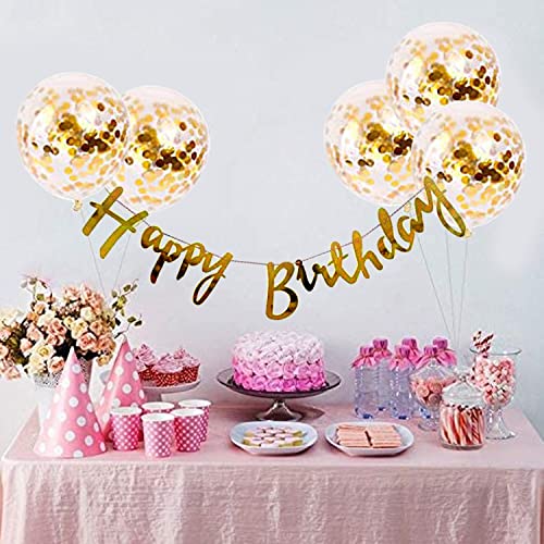 AMFIN® (Pack of 9) Happy Birthday Decoration Banner with Confetti Balloons, Suprise Theme Party Photo shoot - Golden - Image 3