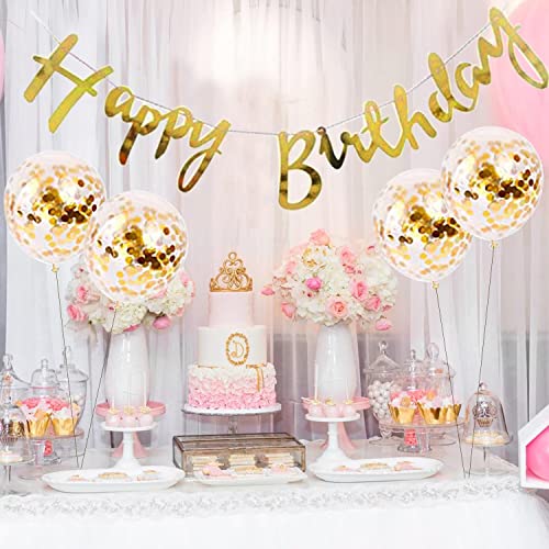 AMFIN® (Pack of 9) Happy Birthday Decoration Banner with Confetti Balloons, Suprise Theme Party Photo shoot - Golden - Image 5