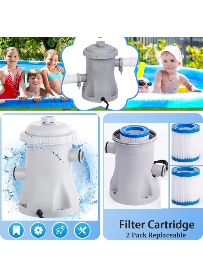 WALALLA 300 Gallons Pool Filter Pump Above Ground, Swimming Pool Filter Cartridge Pump, Electric Pool Water Pump Filter for Pools Sand Cleaning Tool Set - Image 2