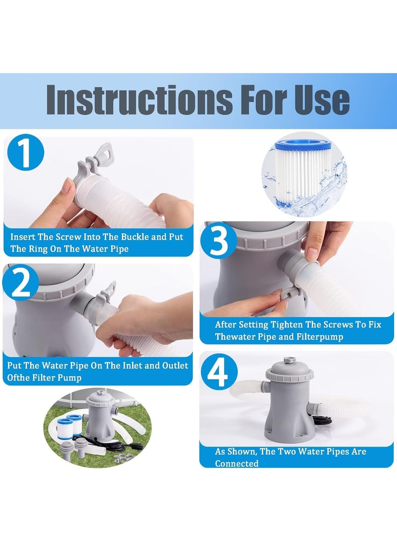 WALALLA 300 Gallons Pool Filter Pump Above Ground, Swimming Pool Filter Cartridge Pump, Electric Pool Water Pump Filter for Pools Sand Cleaning Tool Set - Image 4