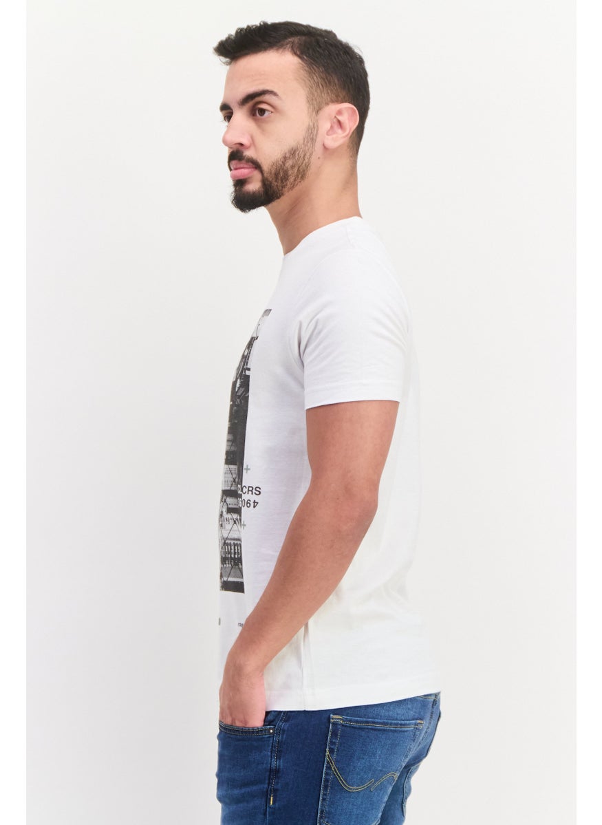 Free Soul Men Crew Neck Short Sleeve Graphic Print Troon T-Shirt, White Combo  - Image 3
