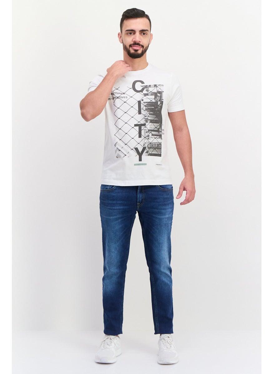 Free Soul Men Crew Neck Short Sleeve Graphic Print Troon T-Shirt, White Combo  - Image 4