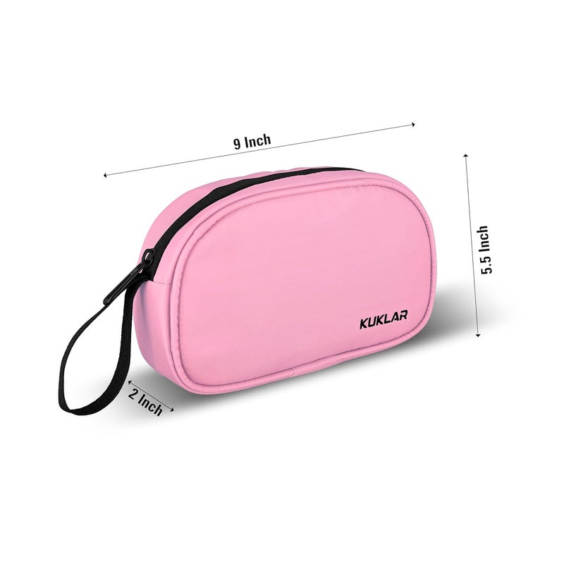 KUKLAR Premium Travel Pouch Multipurpose Carry Bag for Toiletries Cables Stationery Pencil Pouch and Daily Essentials Lightweight with Zipper for Travel School (Pink) - Image 5