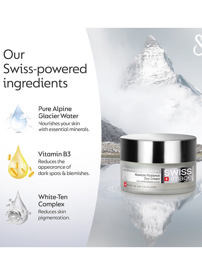 SWISS image Absolute Radiance Whitening Day Cream With Niacinamide And Spf 20, 50 Ml Face Cream For Pigmentation, Dark Spot Reduction For Even Toned Skin Face Moisturizer For Men And Women All Skin Types |Swiss Made - Image 3