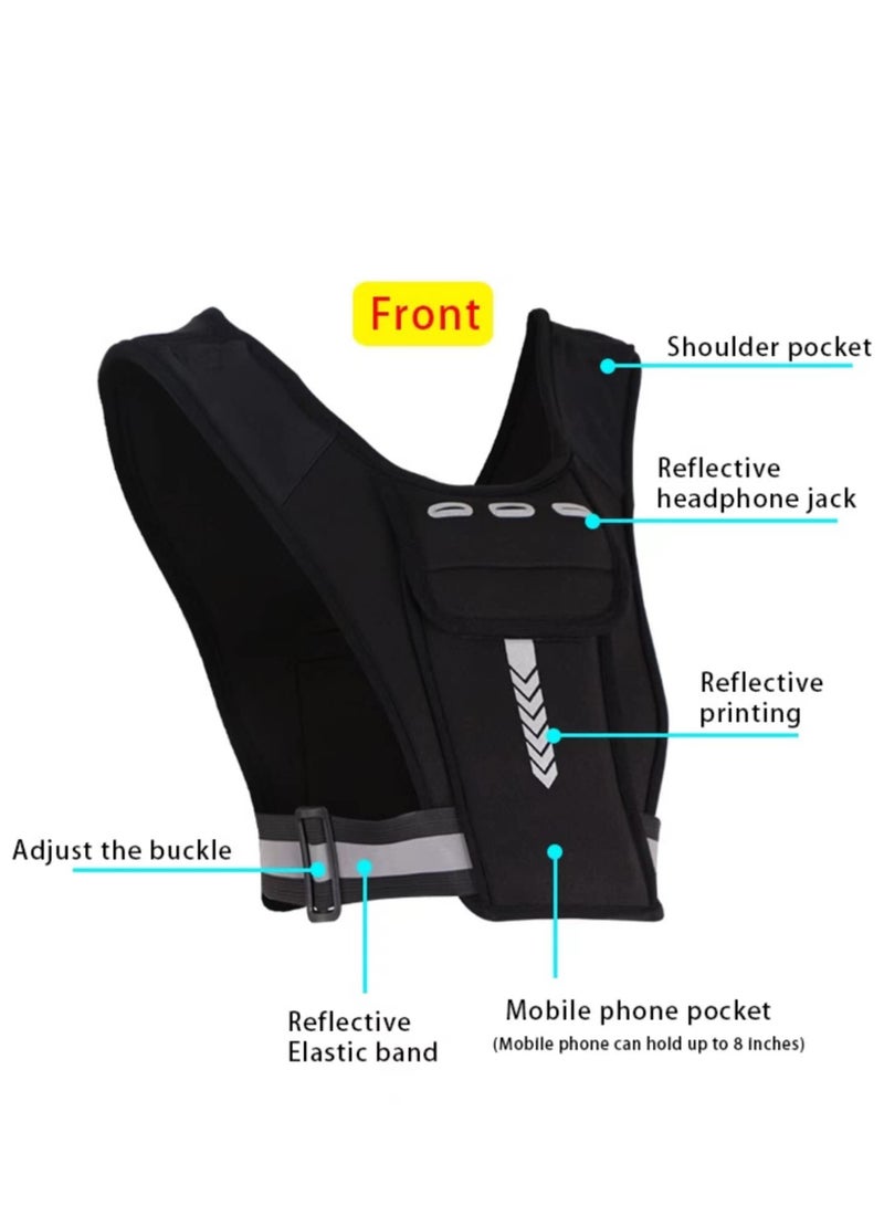 SYOSI Running Vest Phone Holder for Men  Women, Men  Women's Sports Adjustable Reflective Running Vest Light Weight Phone Holder for Running with Water Bottle Pouch, Accessories Pockets - Image 2
