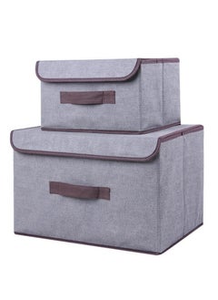 2 Pack Storage Bags with cover, Clothes Storage Bins Foldable Closet Organizers Storage Containers （26*19*16+37.5*23*24）cm - pzsku/ZDBAA581385092D144F9AZ/45/_/1738154323/4c9eebba-a93d-421c-8872-7030dfbad88b