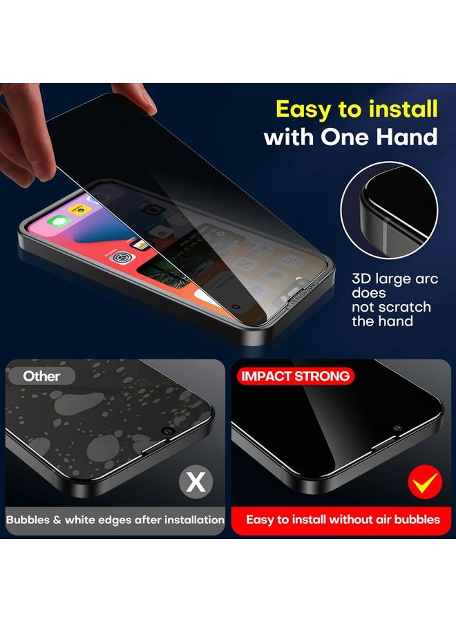 ImpactStrong Privacy Glass Screen Protector for iPhone 14 /iPhone 13/13 Pro [6.1 Inch] Anti-Scratch Tempered Glass Screen Protectors with [Easy Install Kit] [9H Hardness], Case Friendly - 2 Pack - Image 4