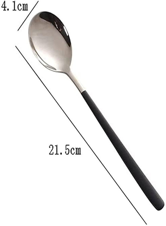 NAIDEV 6 Pack Soup Spoon, 304 Stainless Steel Tablespoon, Round Head Dinner Spoon for Rice, Cereal with Titanium Plating Frosted Long Handle Spoon 8.11 Inch,Silverware Cutlery Ware (Pink Silver - 6) - Image 5