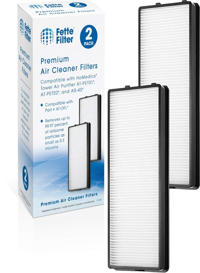 فيتي فلتر فلتر Fette - فلتر بديل من نوع at-OFL True HEPA متوافق مع جهاز تنقية الهواء HoMedics TotalClean True HEPA Tower موديل AT-PET01 و AT-PET02 و AR-45 رقم القطعة at-OFL (عبوة من قطعتين) - Image 1