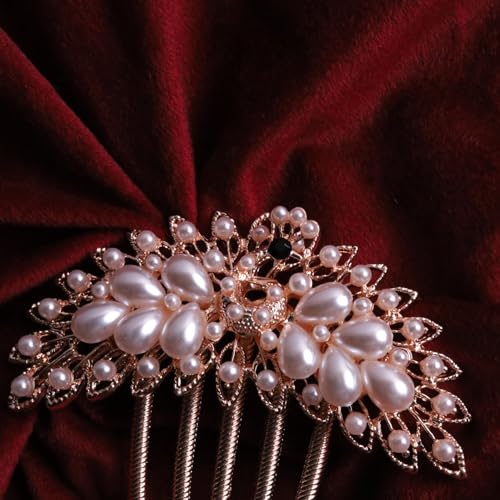 RedChimes 1 Pcs Premium Peacock Rhinestone Side Comb Metal Hairpin Decorative Hair Bun Clips Bridal Hair Accessories Wedding (PEACOCK WHITE) - Image 4