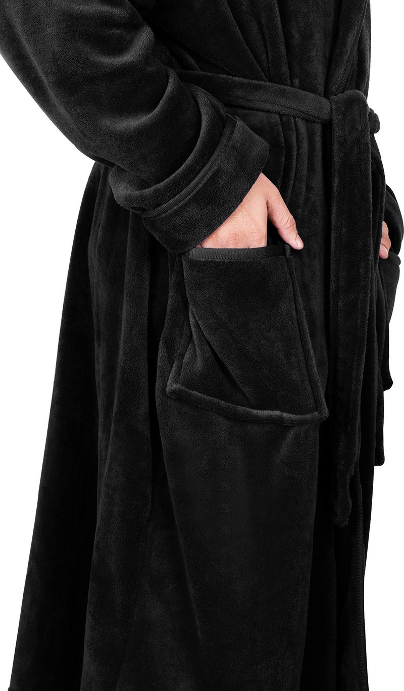 NY Threads Mens Robe with Hood, Luxury Plush Fleece Hooded Mens Bathrobe, Spa Bath Robe for Men, Large/X-Large, Black - Image 5