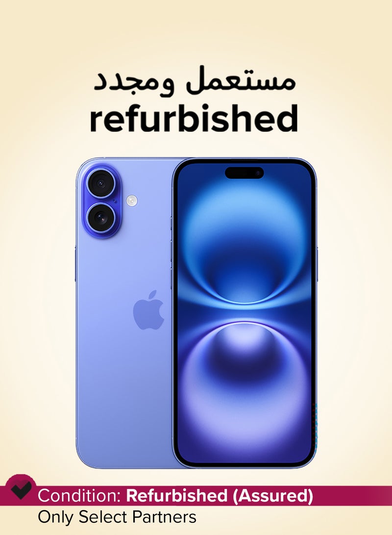 ابل  مجدد - آيفون 16 128 جيجابايت ألترا مارين 5G مع فيس تايم - النسخة الدولية - Image 1