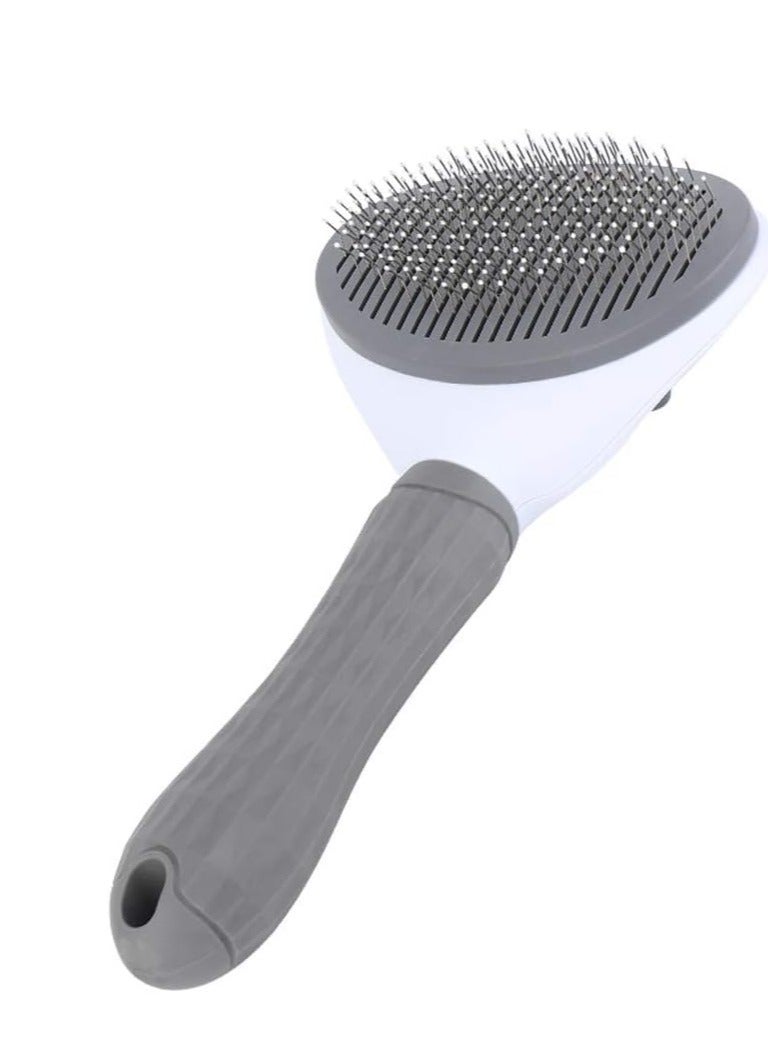 فرشاة ناعمة للقطط والكلاب، مع وظيفة التنظيف الذاتي، مشط للعناية بالحيوانات الأليفة يزيل بلطف الطبقة السفلية الطويلة والفضفاضة من الشعر الرمادي - Image 1