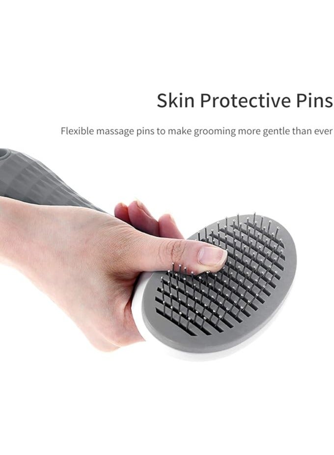 فرشاة ناعمة للقطط والكلاب، مع وظيفة التنظيف الذاتي، مشط للعناية بالحيوانات الأليفة يزيل بلطف الطبقة السفلية الطويلة والفضفاضة من الشعر الرمادي - Image 2