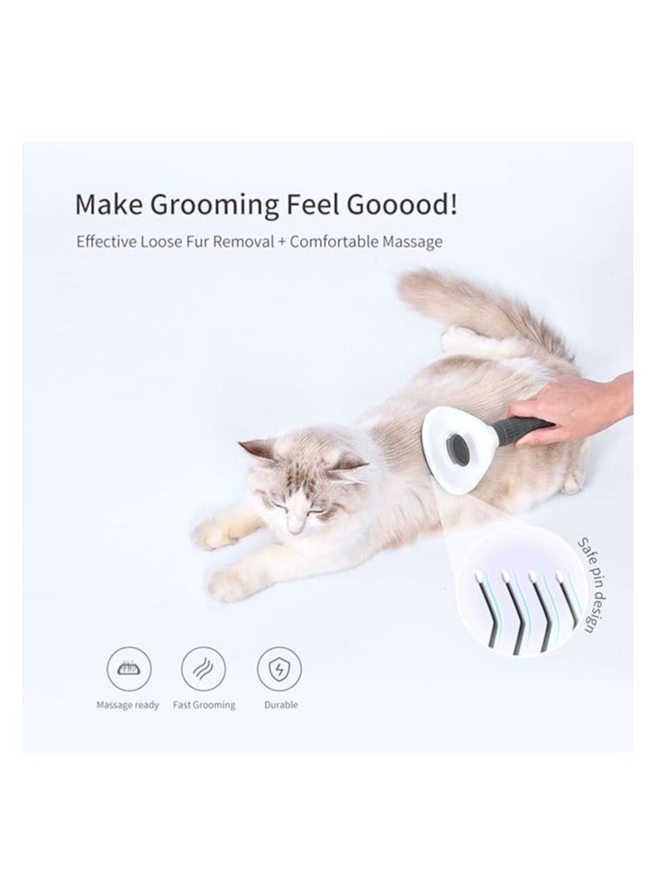 فرشاة ناعمة للقطط والكلاب، مع وظيفة التنظيف الذاتي، مشط للعناية بالحيوانات الأليفة يزيل بلطف الطبقة السفلية الطويلة والفضفاضة من الشعر الرمادي - Image 3
