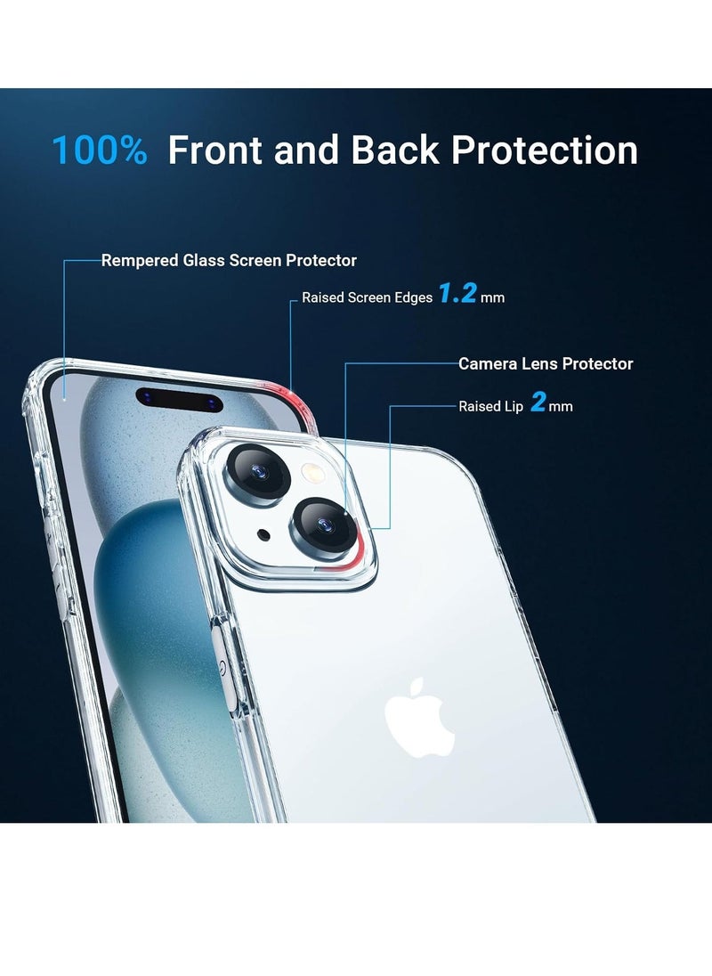 Raxoom [5 in 1] Designed for iPhone 15 Clear Case with Screen Protector[2 Pack] +Camera Lens Protector[2 Pack], Military Grade Drop Protection Transparent Cover 6.1 Inch - Image 3