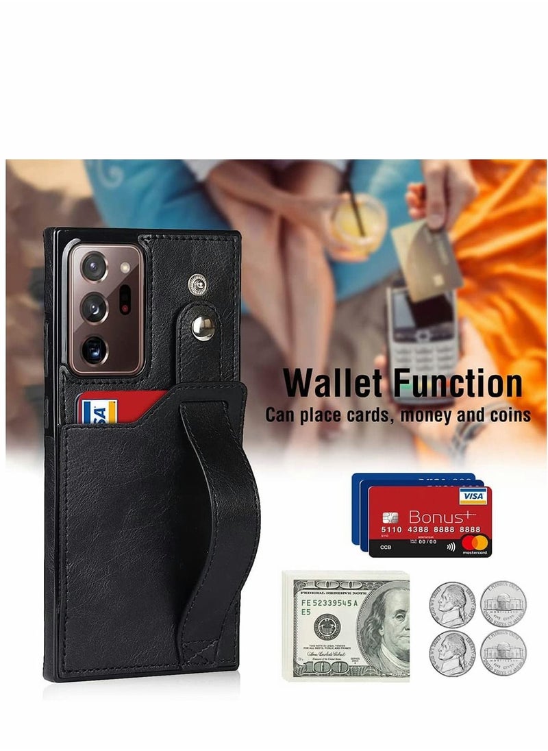 SYOSI Case for Samsung Note 20 Ultra Wallet Excefore with Adjustable Wrist Strap Kickstand PU Leather Credit Card Holder Hybrid Protective Cover Galaxy 5G 6.9" Black  - Image 2