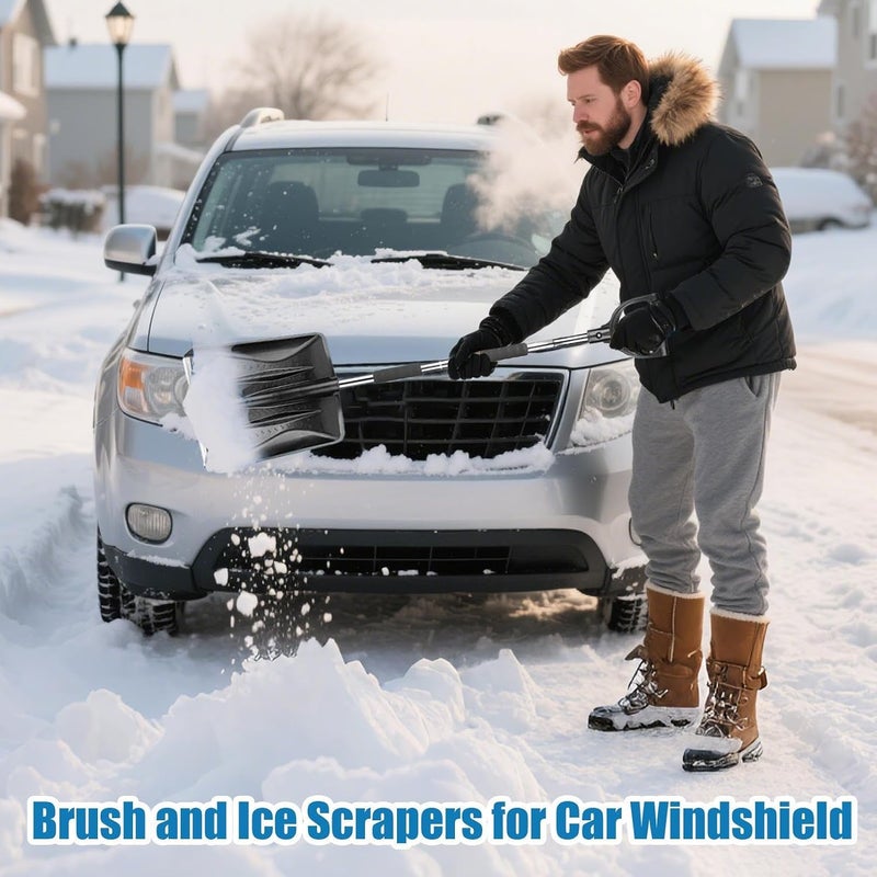 Windshield Scraper for Ice and Snow, Snow Removal Car Brush, Auto Cleaning Tool, Exterior Accessories for SUV Truck Roof Driveway Garage Parking Lot Roadside - Image 2
