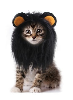 Excefore Lion Mane Wig for Cat Costume, Black Lion Mane Wig Pet Costumes Hat, Lion Hair Cat Hat, Accessories Decoration for Kitten Cats, for Festival Party Activity (Size: M)  - Image 1