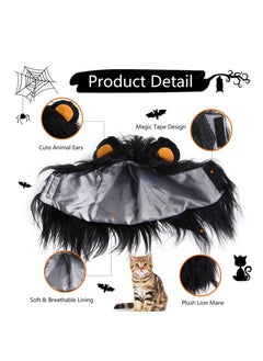Excefore Lion Mane Wig for Cat Costume, Black Lion Mane Wig Pet Costumes Hat, Lion Hair Cat Hat, Accessories Decoration for Kitten Cats, for Festival Party Activity (Size: M)  - Image 3
