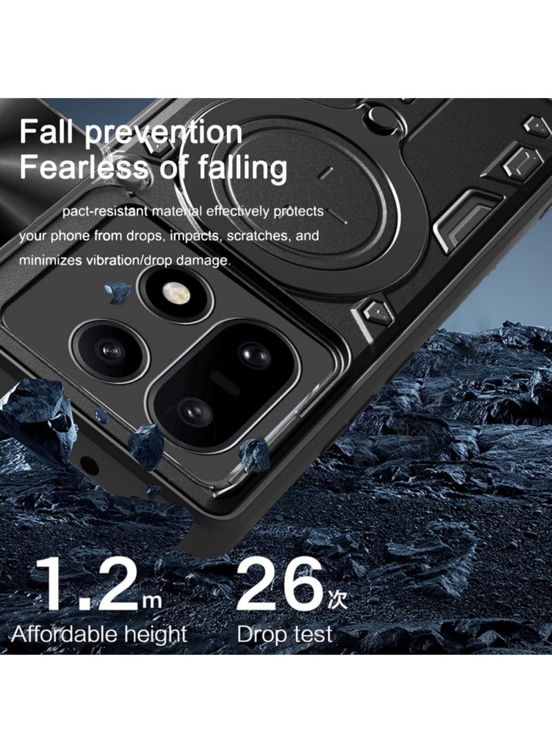 Adando [1+2] Case for OnePlus 15 5G with 2 Tempered Glass Screen Protector, Slide Camera Cover and Stand Kickstand Ring with Tempered, Corner Protection Anti-Scratch Shock Absorption Rugged Bumper Cover (Black) - Image 3