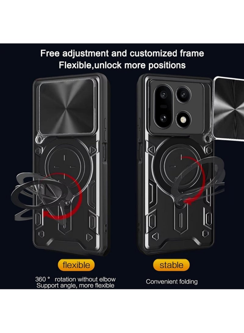 Adando [1+2] Case for OnePlus 15 5G with 2 Tempered Glass Screen Protector, Slide Camera Cover and Stand Kickstand Ring with Tempered, Corner Protection Anti-Scratch Shock Absorption Rugged Bumper Cover (Black) - Image 5